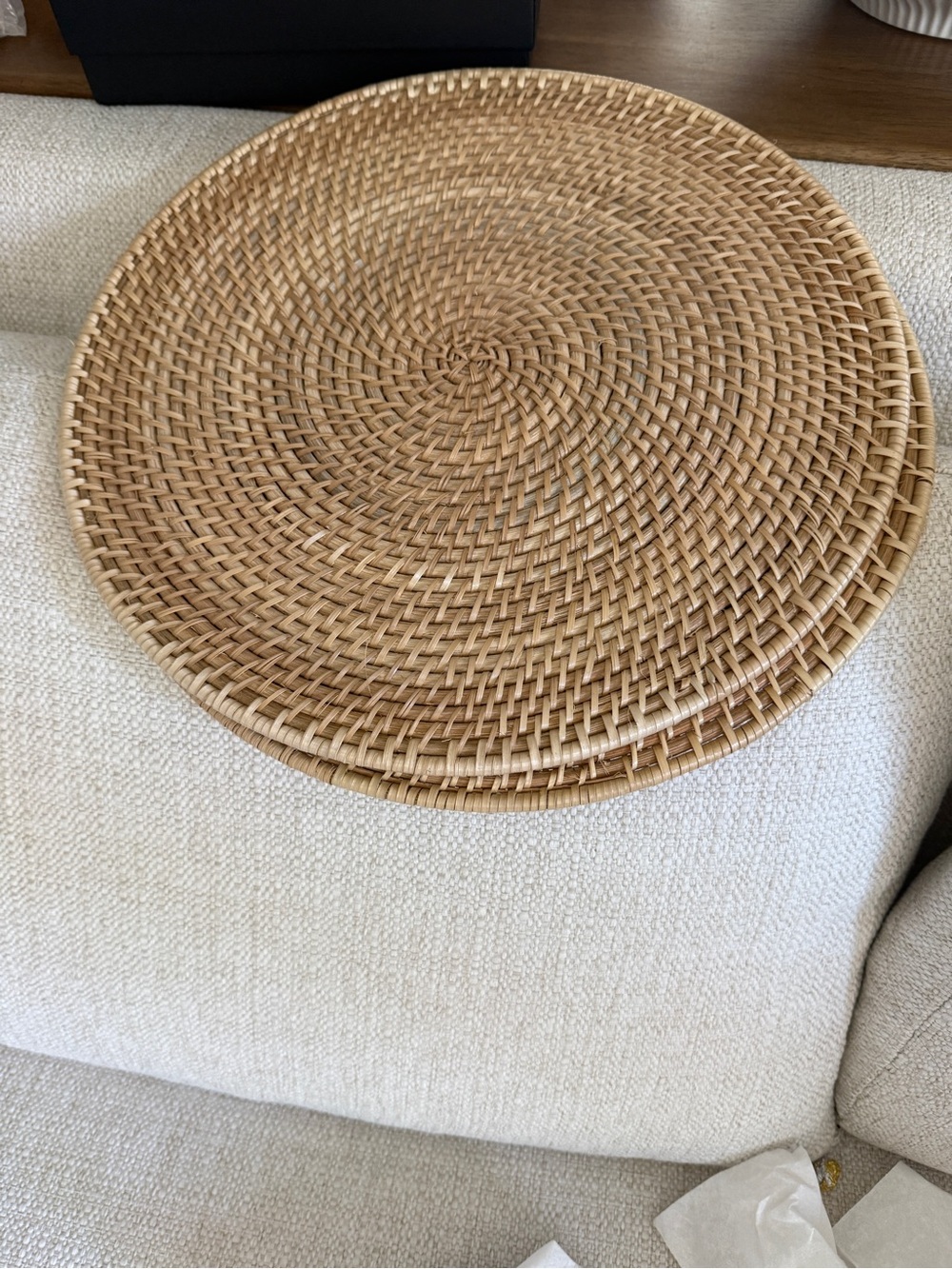 Crate&Barrel Woven Rattan Charger Plate in Natural Brown